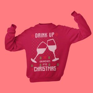 Drink Up Grinches Holiday Sweater Red